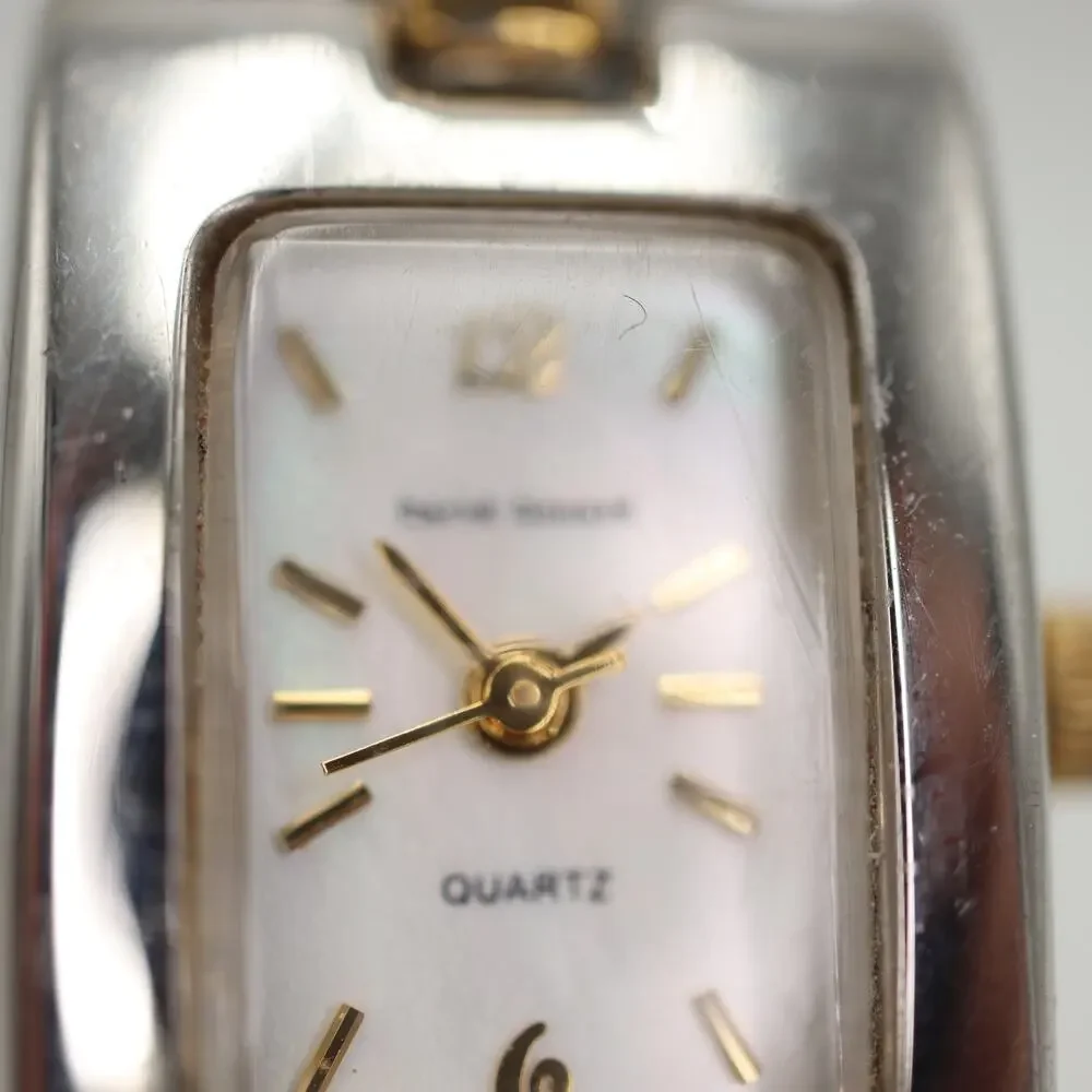 Harve Bernard Womens Faded Two Tone MOP Watch 19mm Rectangle Dial w New Battery